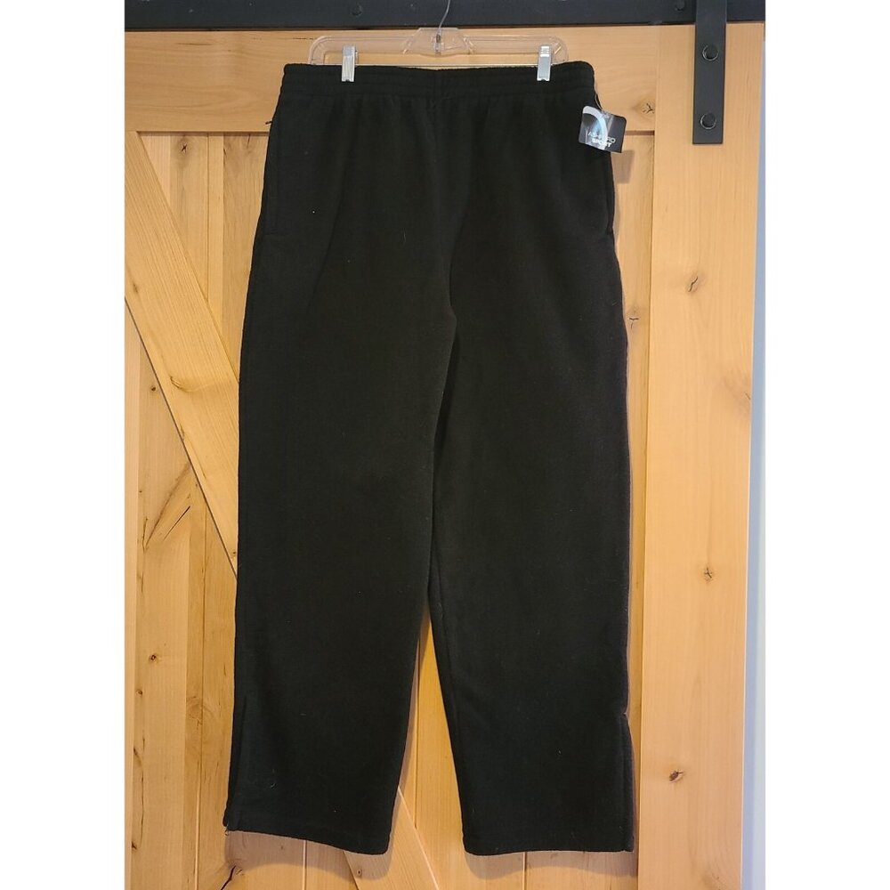 New! Ashford Sport Women's Sz L Black Thick Fleece Pants 32x30" Zip Ankle Pocket
